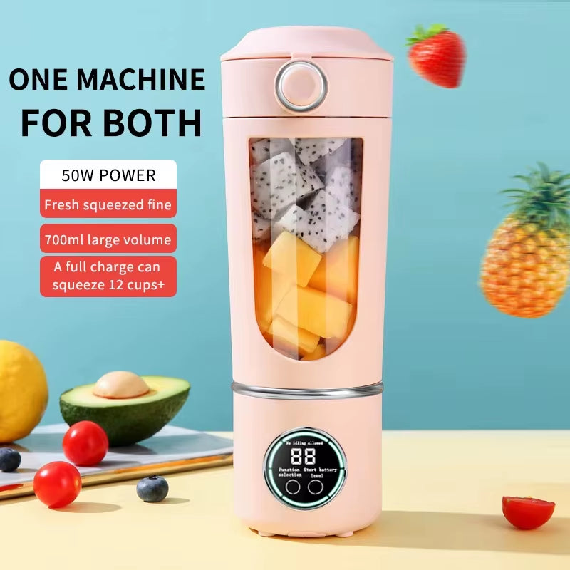 New Portable Juice Maker Blender for Shakes Smoothie 700ML Durable Juicer Steel Blades 2 in 1 Blender Bottle Smoothie Portable