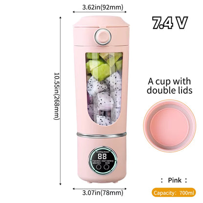 New Portable Juice Maker Blender for Shakes Smoothie 700ML Durable Juicer Steel Blades 2 in 1 Blender Bottle Smoothie Portable