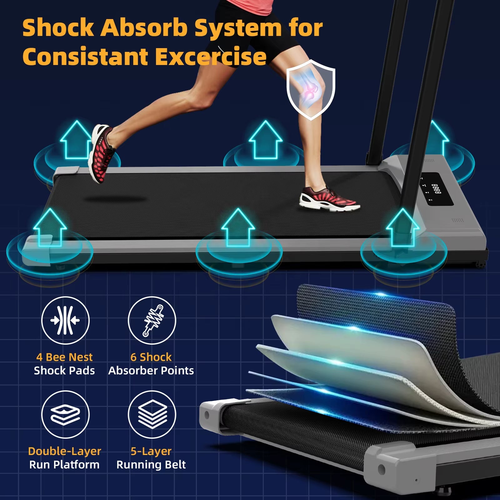Multi-Function Treadmill Mini Display Remote-Controllable Speed-Adjustable Foldable Lightweight Treadmill Fitness Equipment